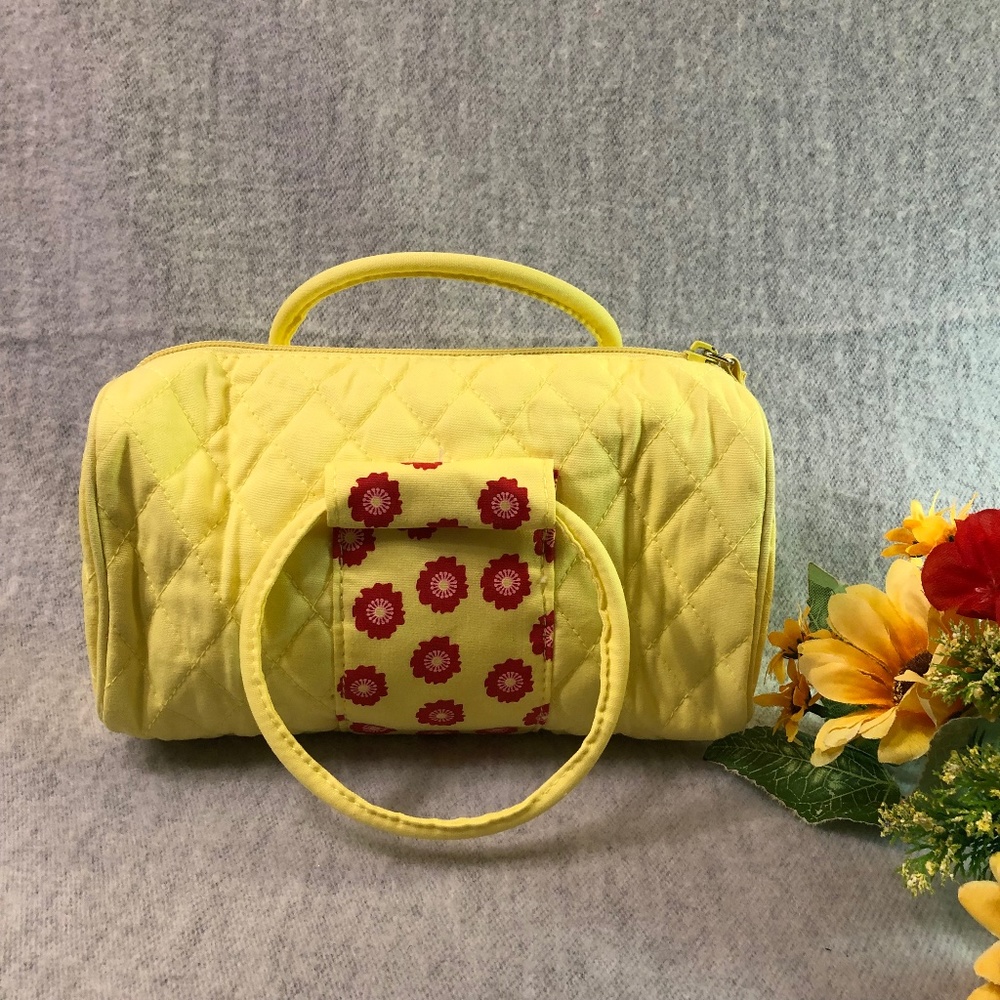 NWOT - Quilted Yellow Mini Bag with Floral Trim